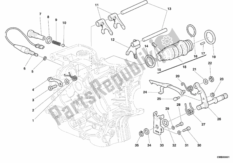 Tutte le parti per il Meccanismo Di Cambio Marcia del Ducati Supersport 750 SS 2000